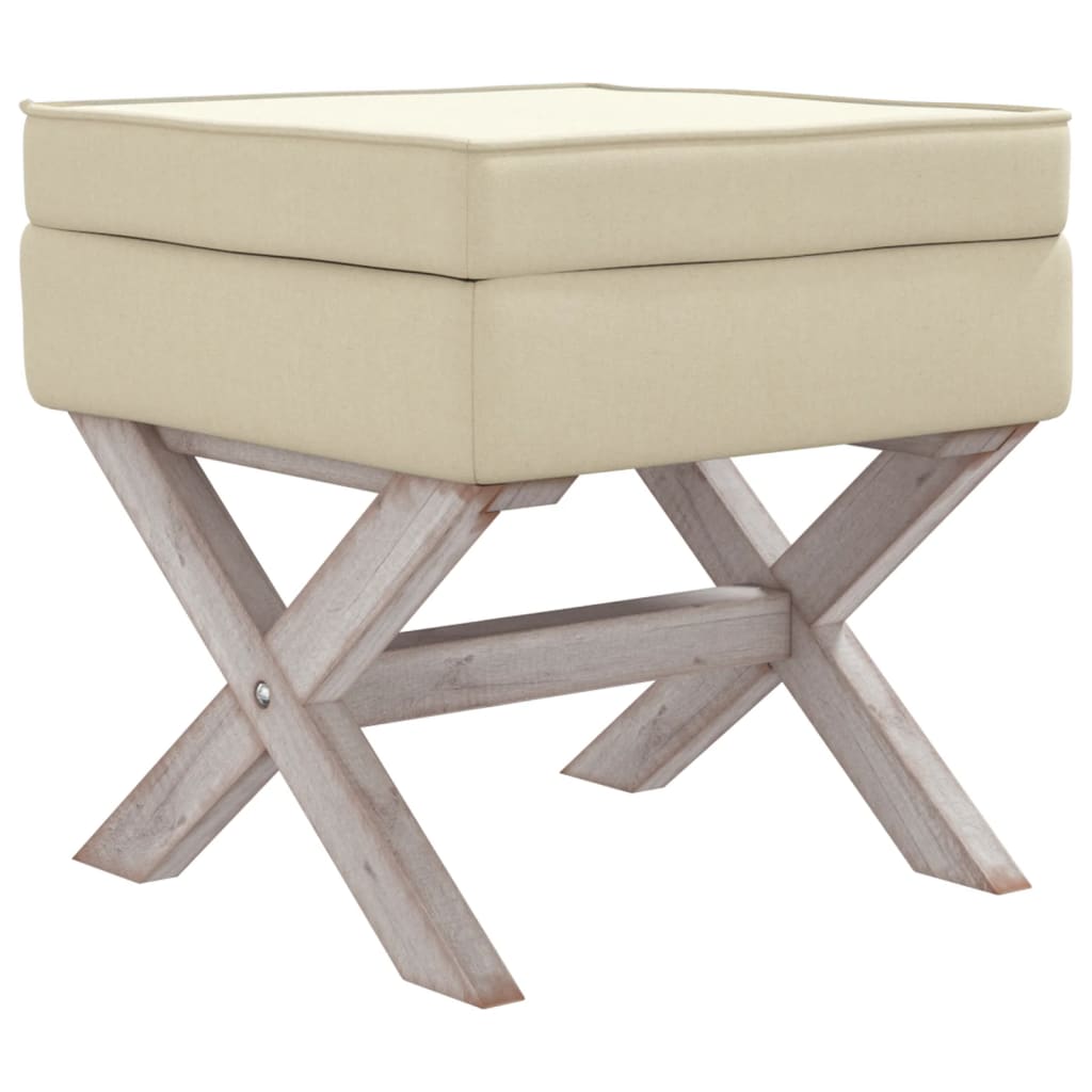 Storage Stool Beige 45x45x49 cm linen