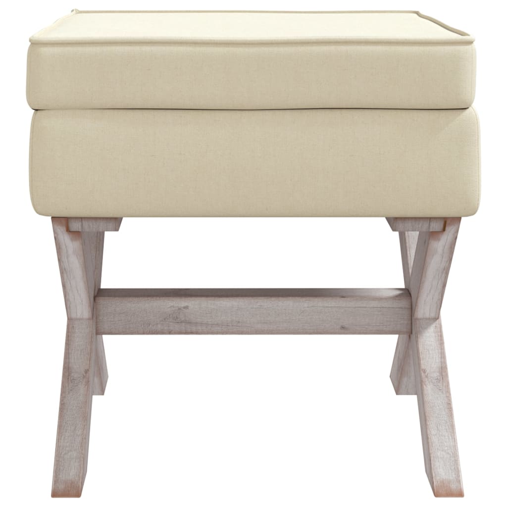 Storage Stool Beige 45x45x49 cm linen