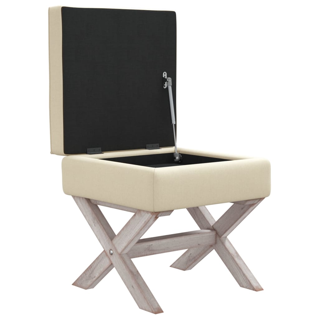 Storage Stool Beige 45x45x49 cm linen