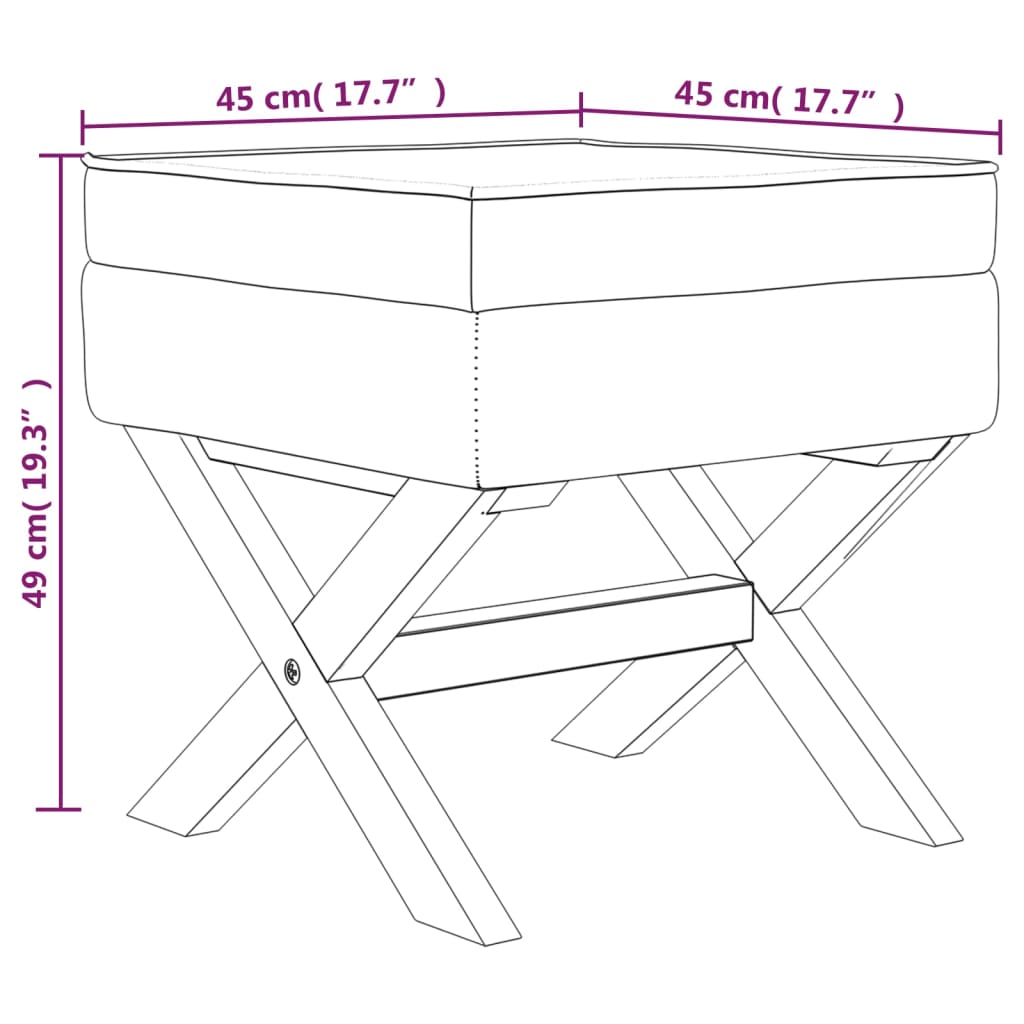 Storage Stool Beige 45x45x49 cm linen