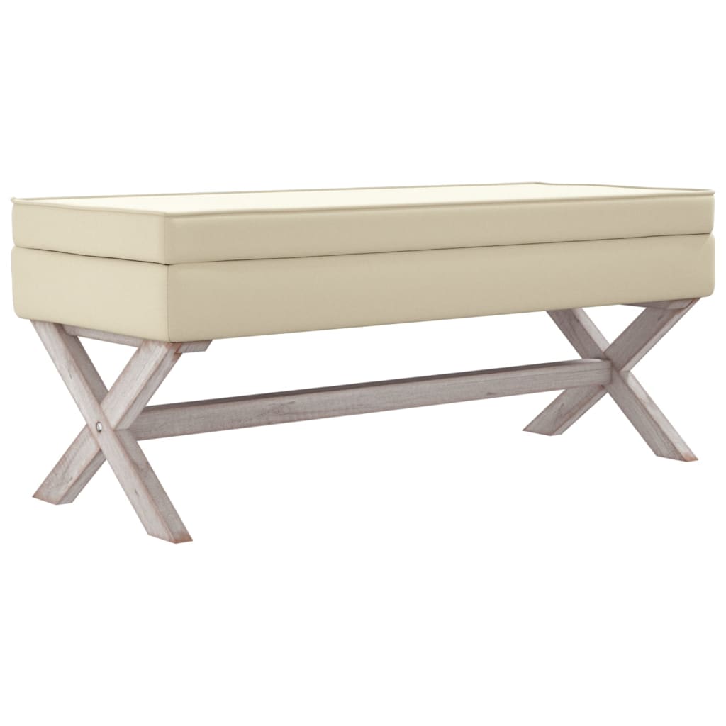 Storage Stool Beige 110x45x49 cm linen