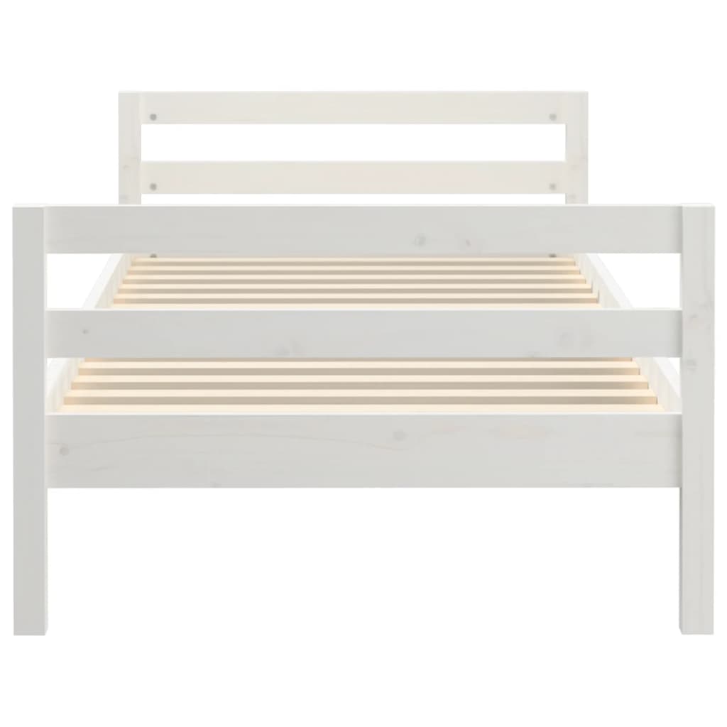 Bed Frame White 92x187 cm Single Size Solid Wood Pine