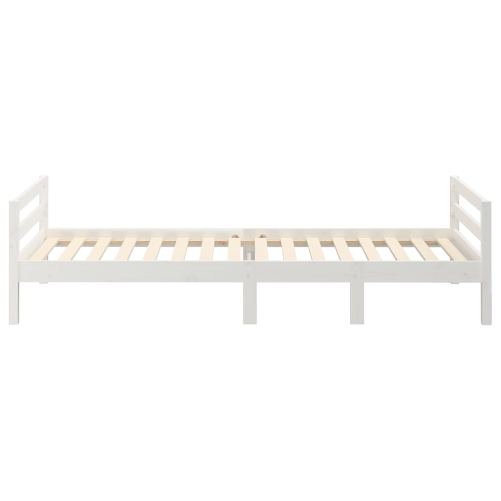 Bed Frame White 92x187 cm Single Size Solid Wood Pine