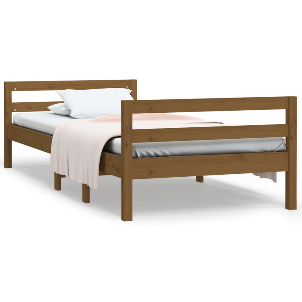 Bed Frame Honey Brown 92x187 cm Single Size Solid Wood Pine