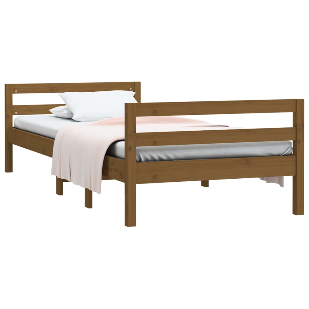 Bed Frame Honey Brown 92x187 cm Single Size Solid Wood Pine