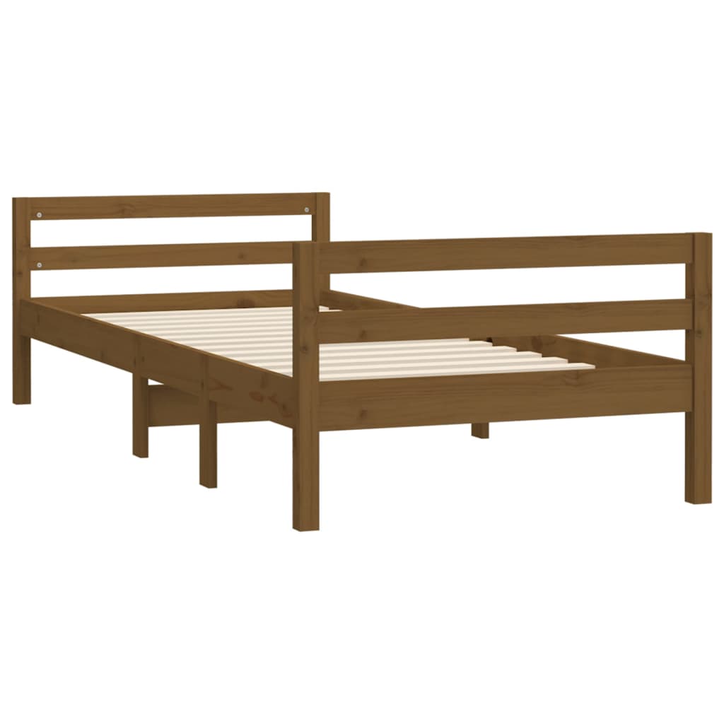 Bed Frame Honey Brown 92x187 cm Single Size Solid Wood Pine