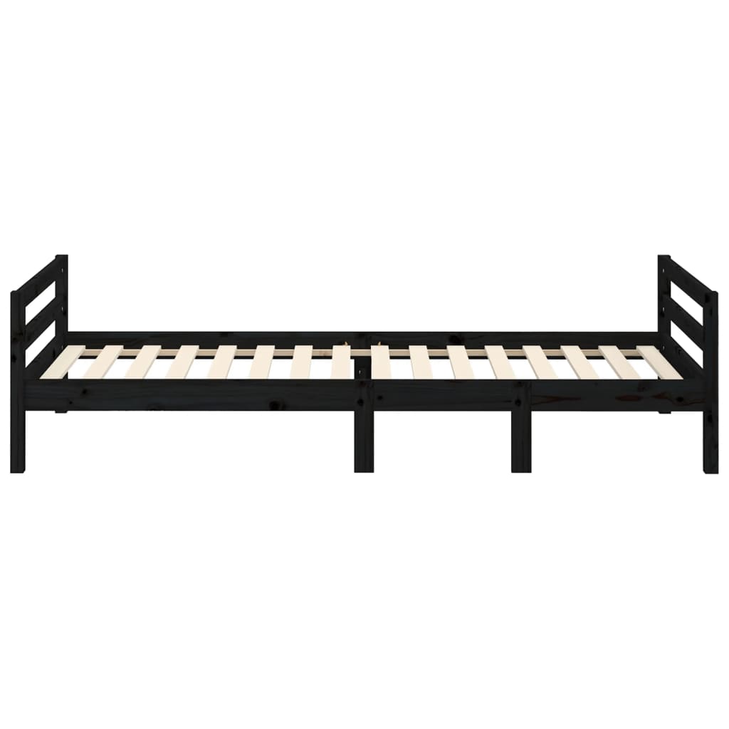 Bed Frame Black 92x187 cm Single Size Solid Wood Pine