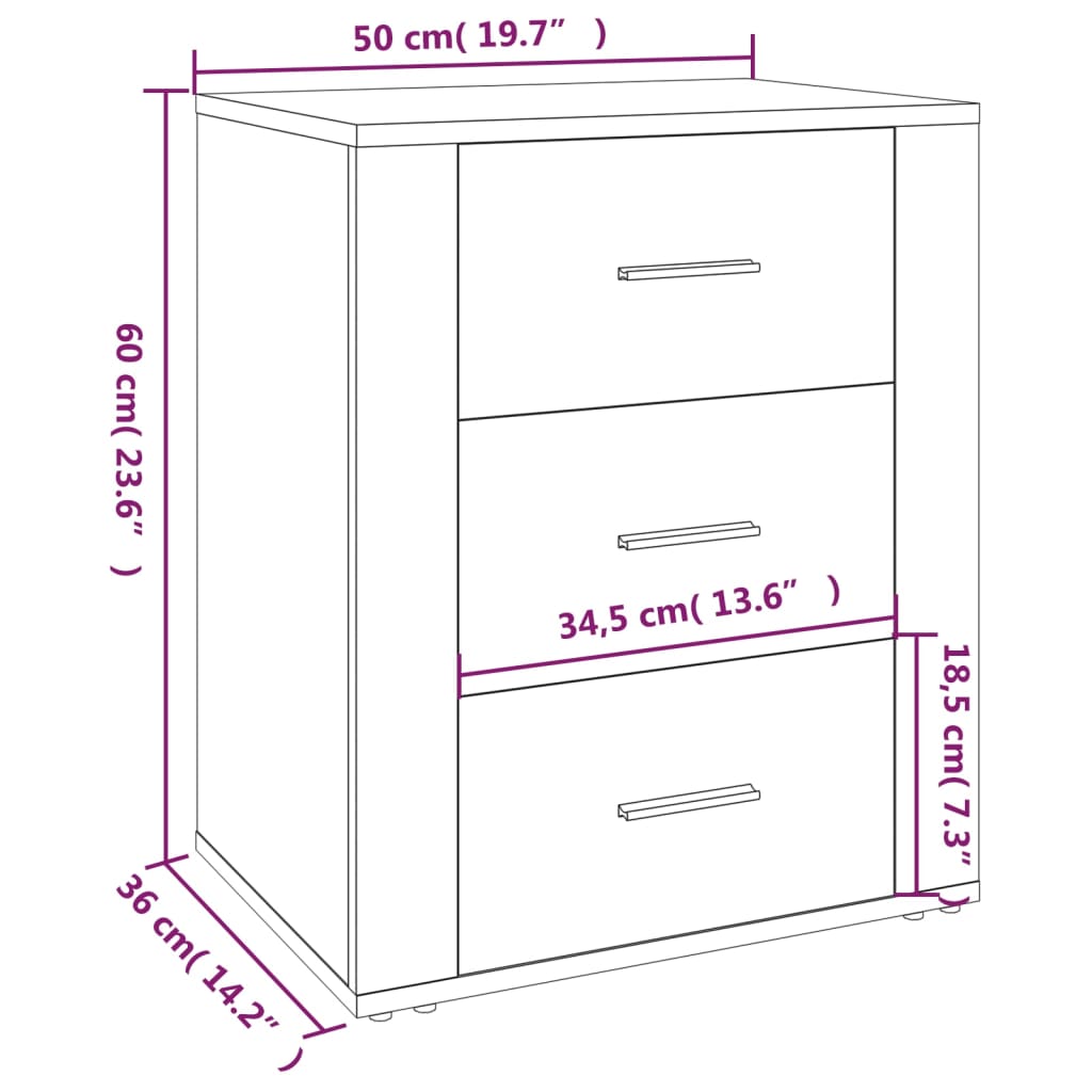 Bedside Cabinet Smoked Oak 50x36x60 cm Engineered Wood