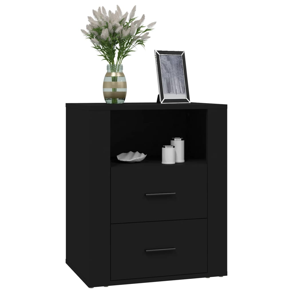 Bedside Cabinet Black 50x36x60 cm Engineered Wood