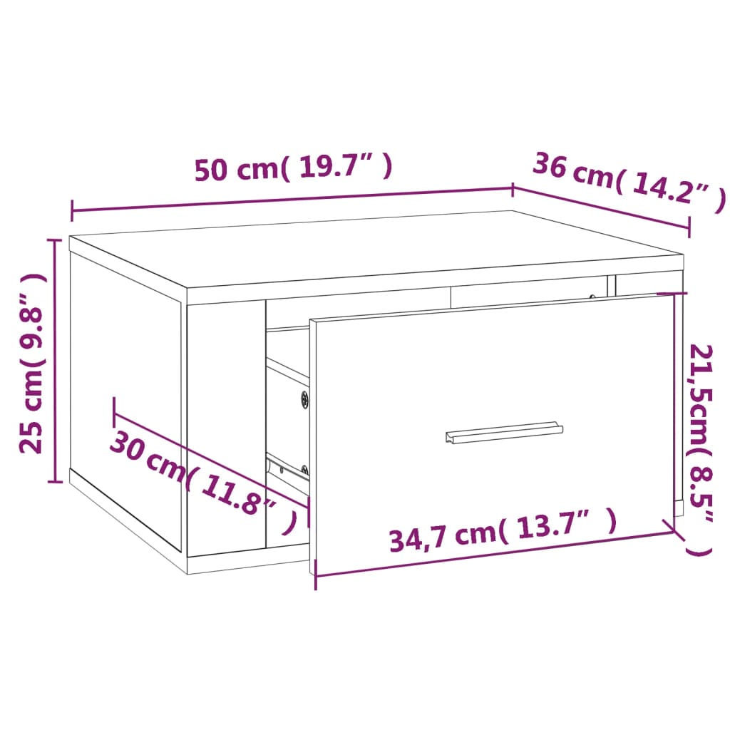 Wall-mounted Bedside Cabinets 2 pcs Grey Sonoma 50x36x25 cm