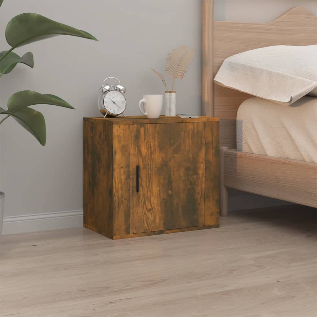 Wall-mounted Bedside Cabinet Smoked Oak 50x30x47 cm