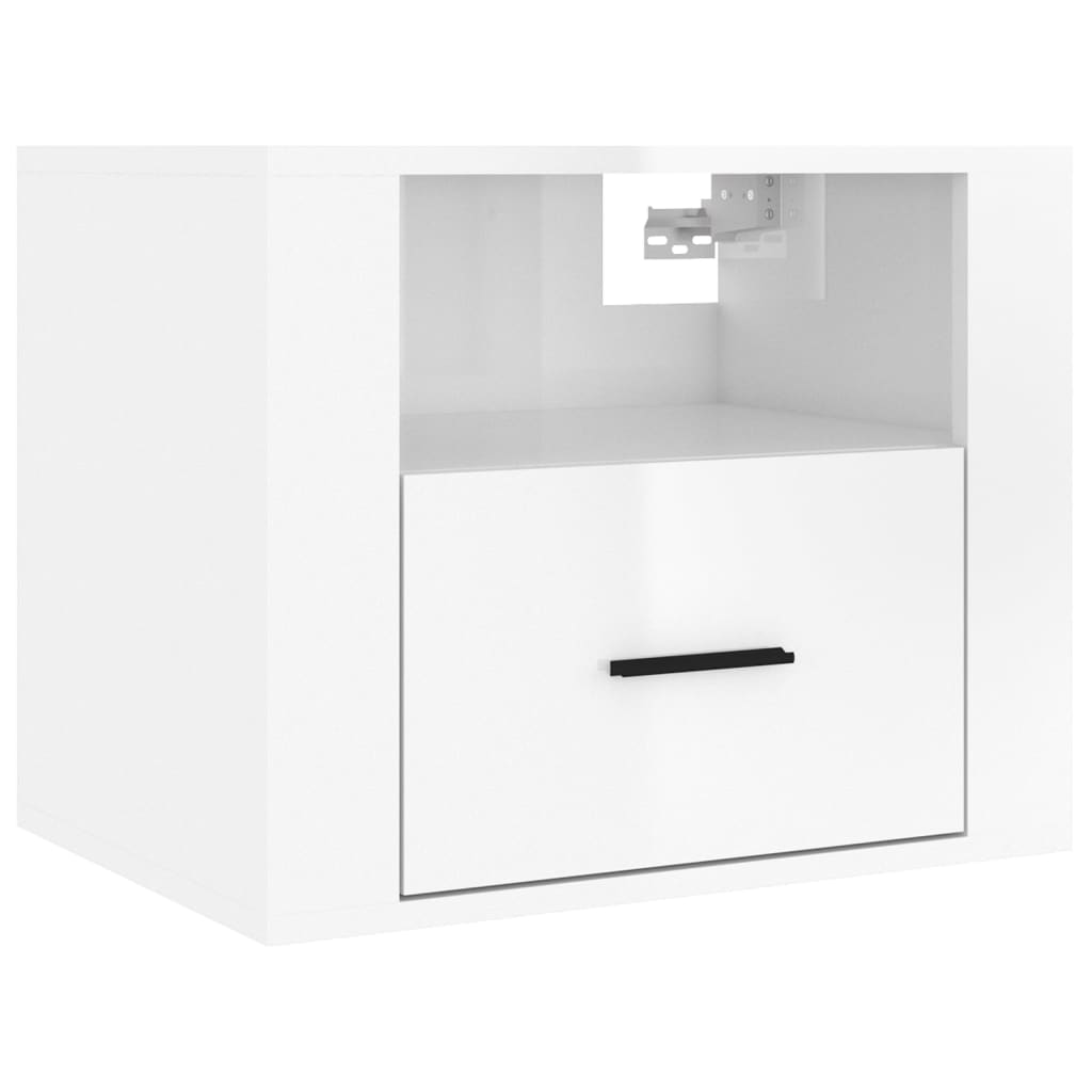 Wall-mounted Bedside Cabinet High Gloss White 50x36x40 cm