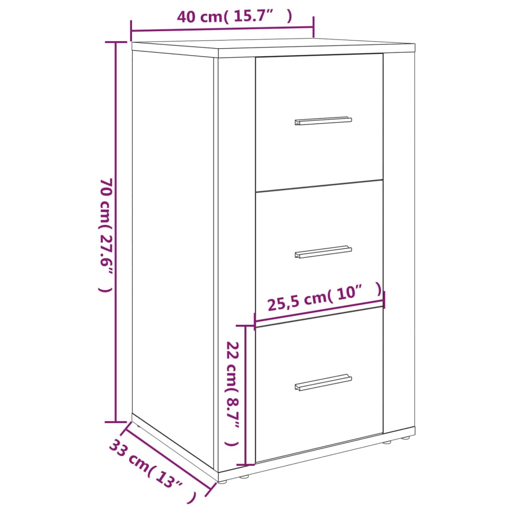 Sideboard High Gloss White 40x33x70 cm Engineered Wood