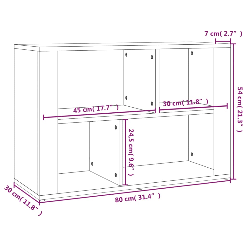 Sideboard High Gloss White 80x30x54 cm Engineered Wood