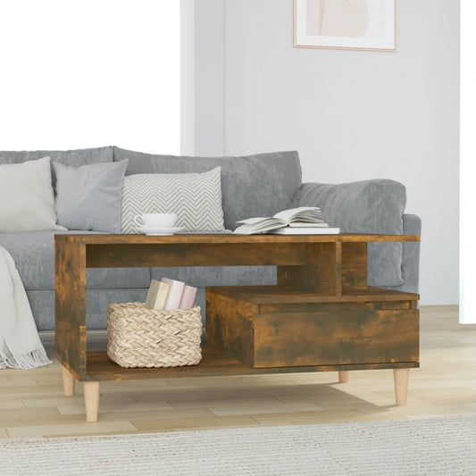 Coffee Table Smoked Oak 90x49x45 cm Engineered Wood