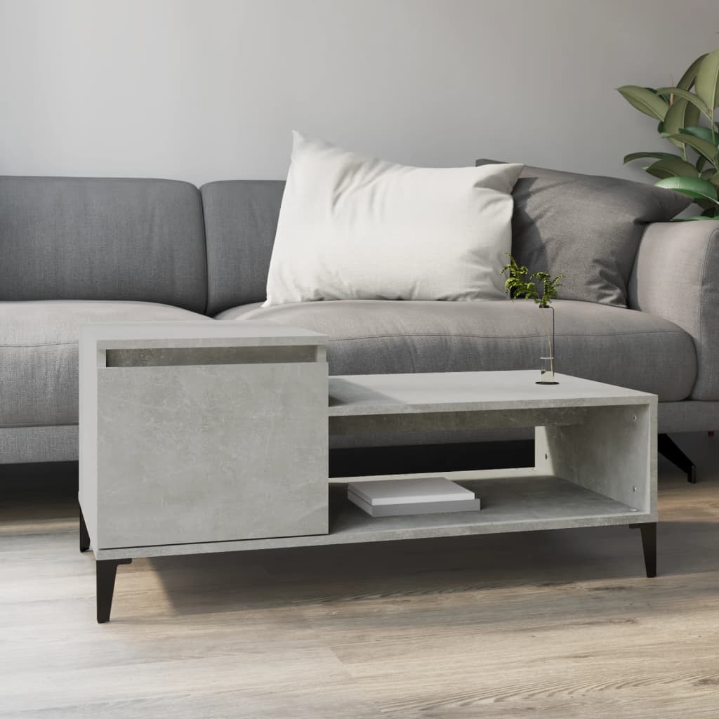 Coffee Table Concrete Grey 100x50x45 cm Engineered Wood