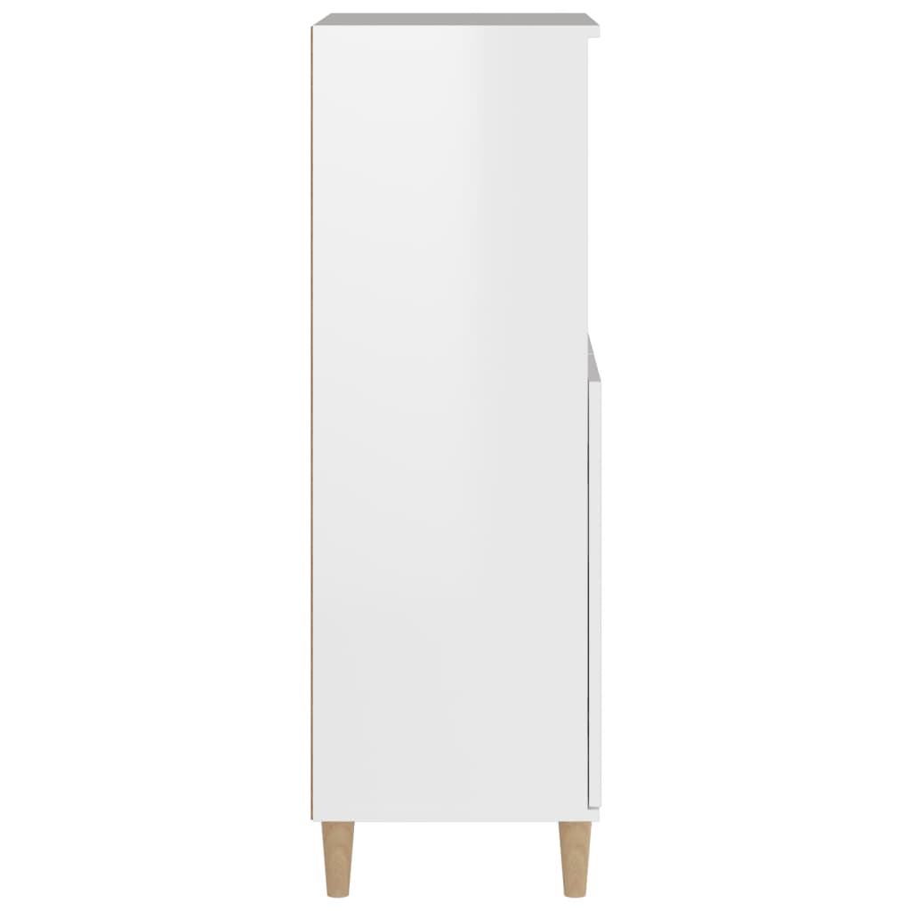 Highboard High Gloss White 60x36x110 cm Engineered Wood