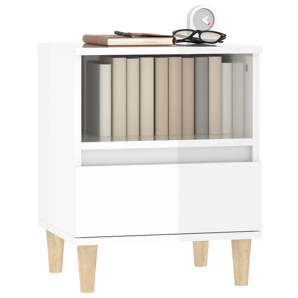 Bedside Cabinet High Gloss White 40x35x50 cm