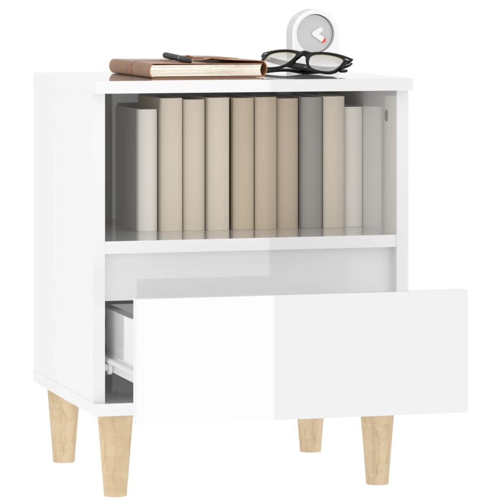 Bedside Cabinet High Gloss White 40x35x50 cm