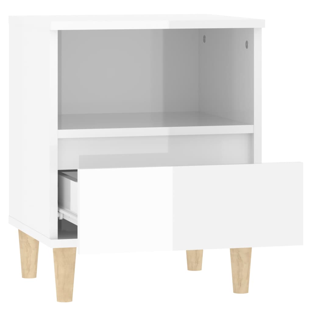 Bedside Cabinet High Gloss White 40x35x50 cm