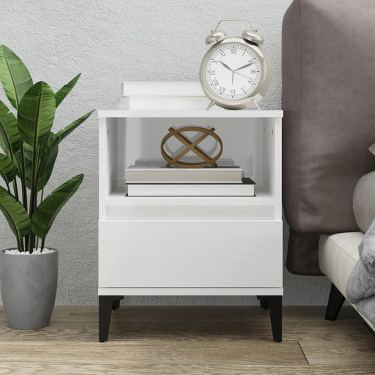 Bedside Cabinet High Gloss White 40x35x50 cm