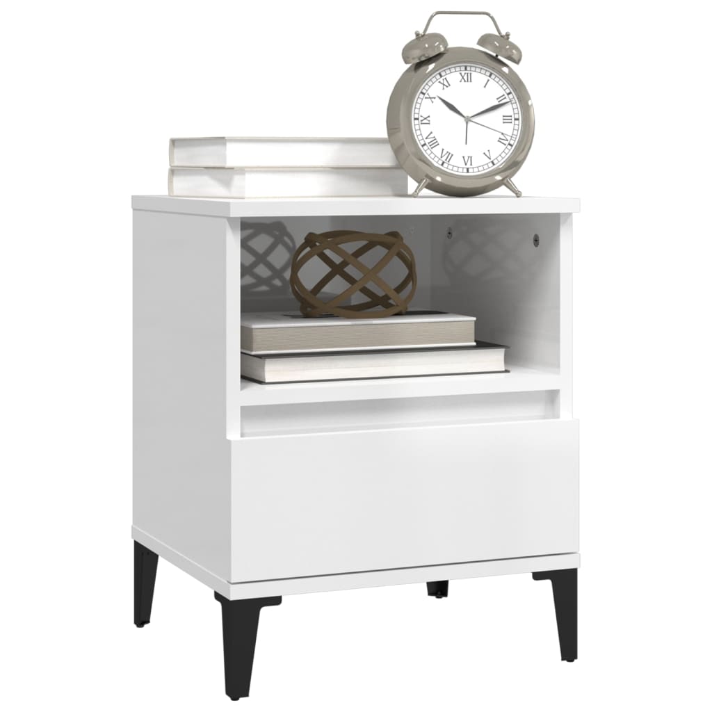 Bedside Cabinets 2 pcs High Gloss White 40x35x50 cm