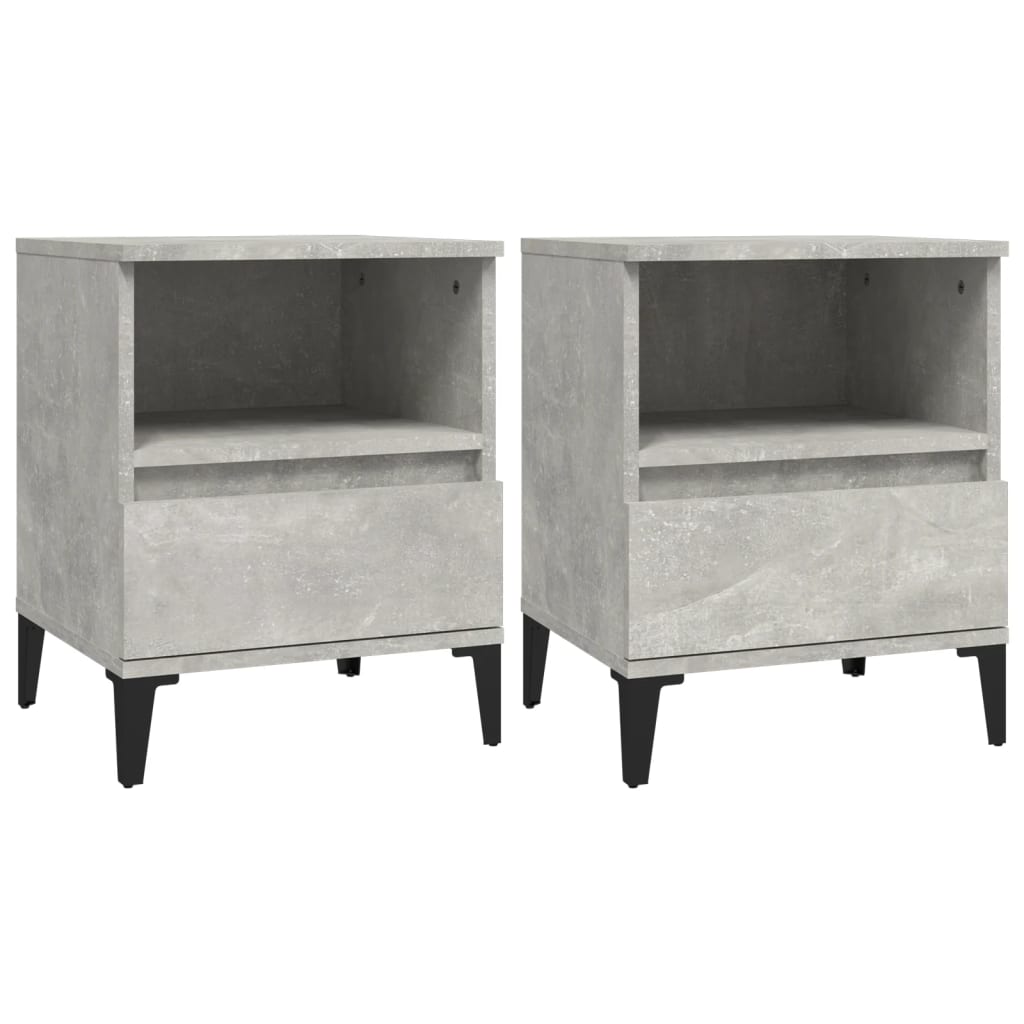 Bedside Cabinets 2 pcs Concrete Grey 40x35x50 cm