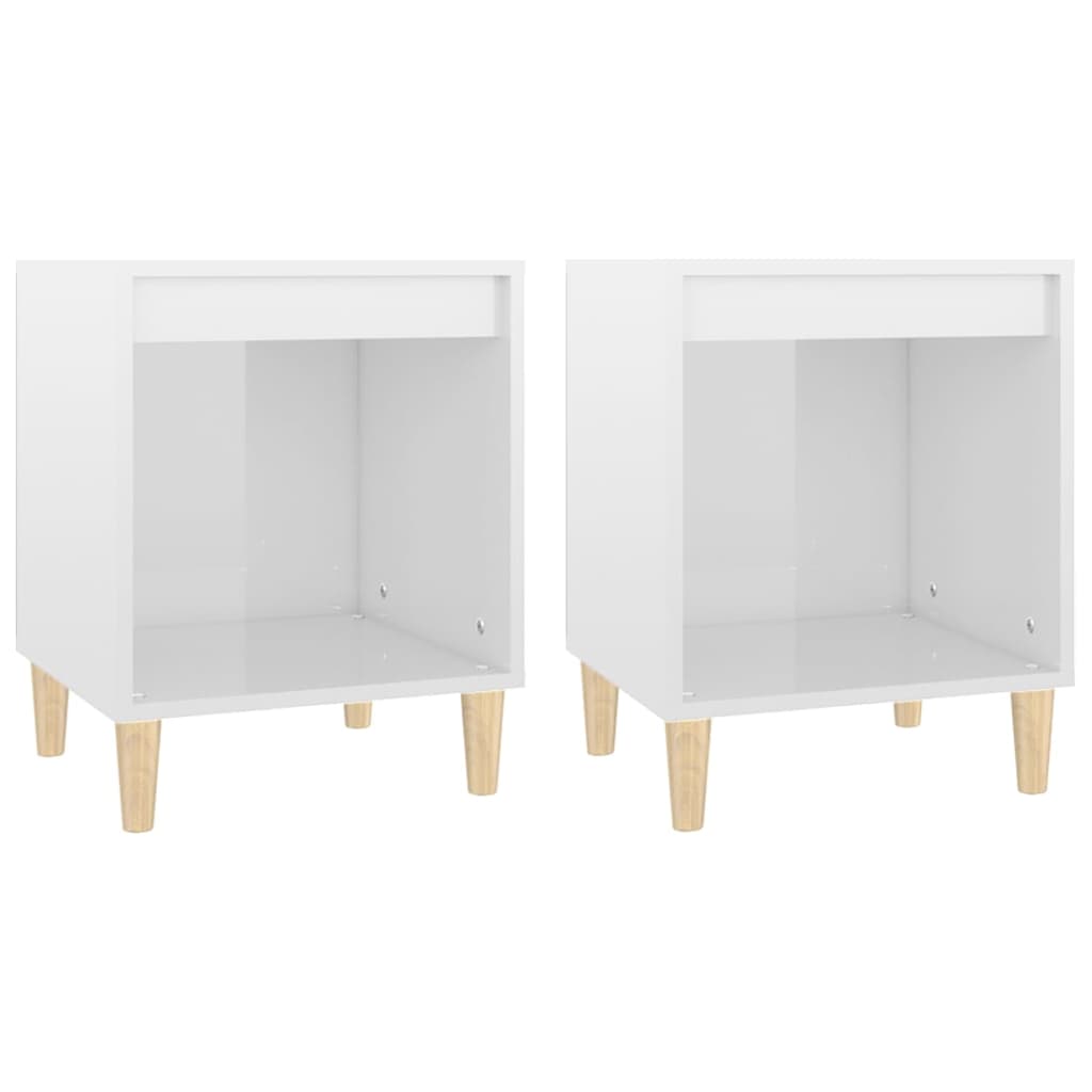 Bedside Cabinets 2 pcs High Gloss White 40x35x50 cm