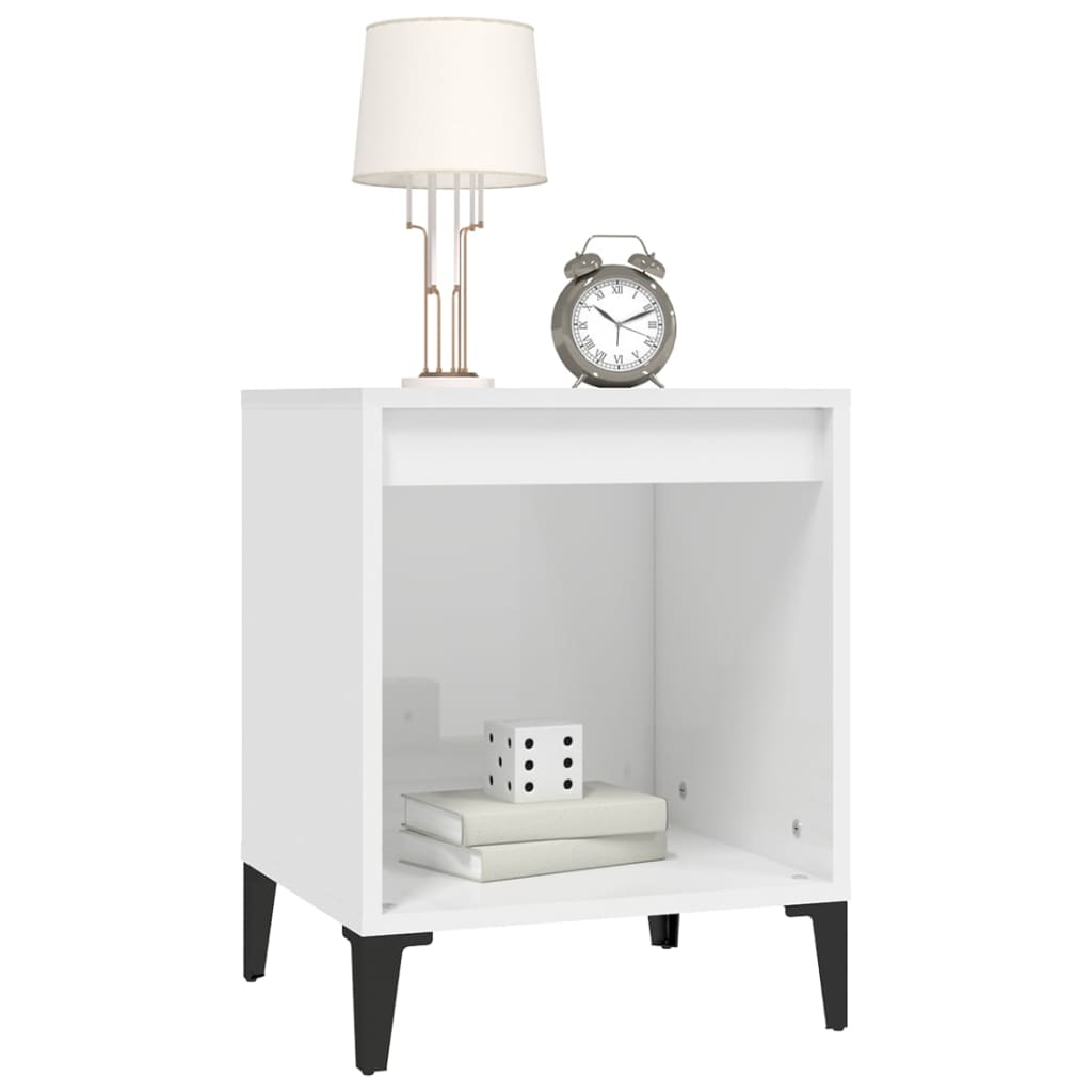 Bedside Cabinets 2 pcs High Gloss White 40x35x50 cm