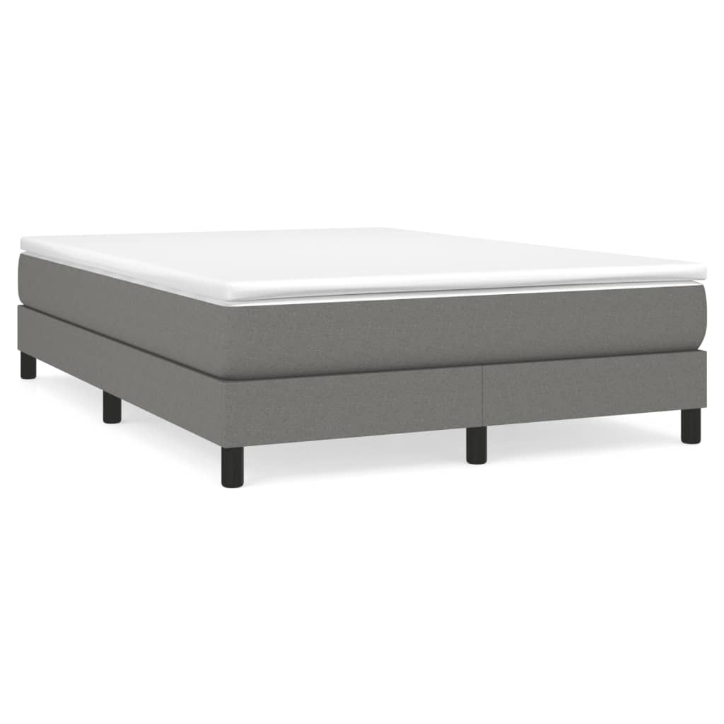 Box Spring Bed Frame Dark Grey 137x190 cm Fabric