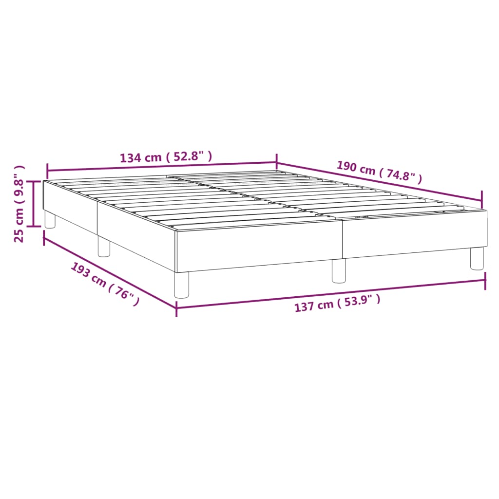 Box Spring Bed Frame Dark Grey 137x190 cm Fabric