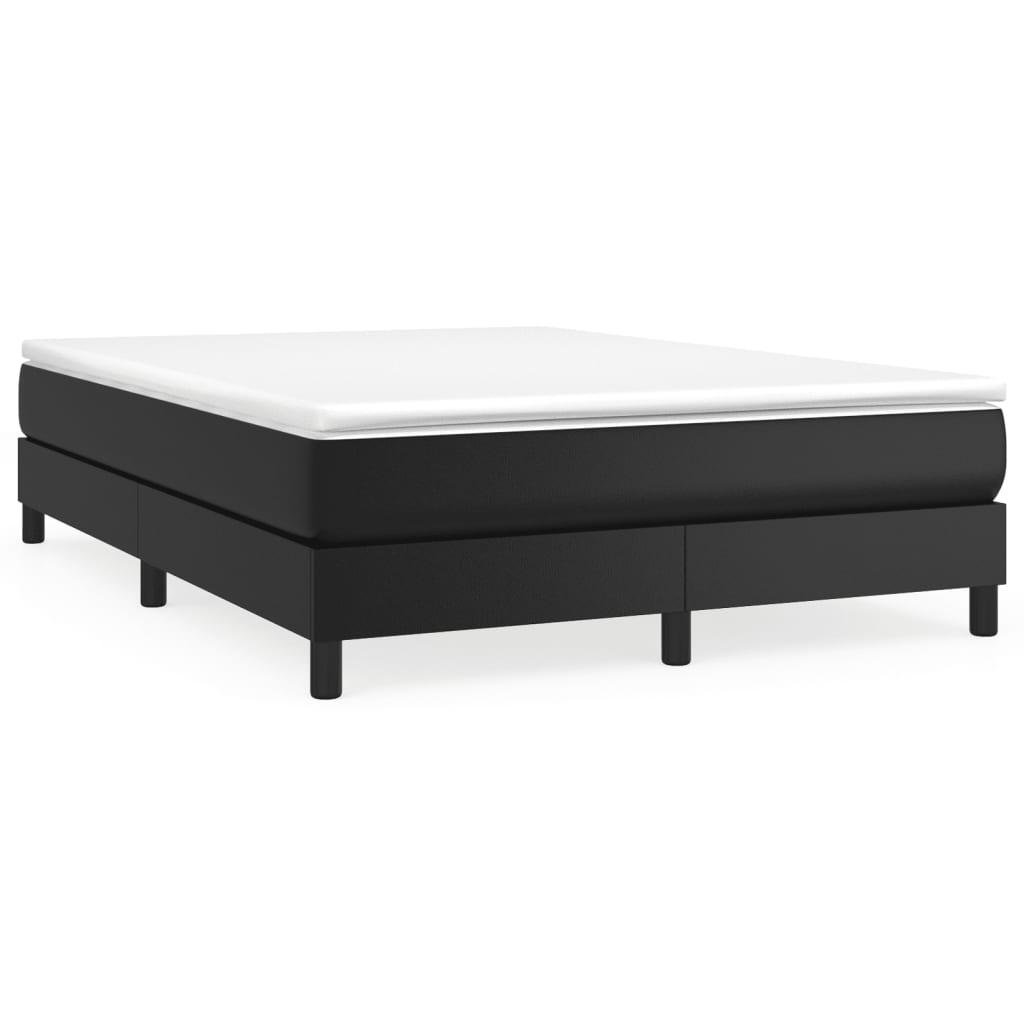 Box Spring Bed Frame Black 137x190 cm Faux Leather