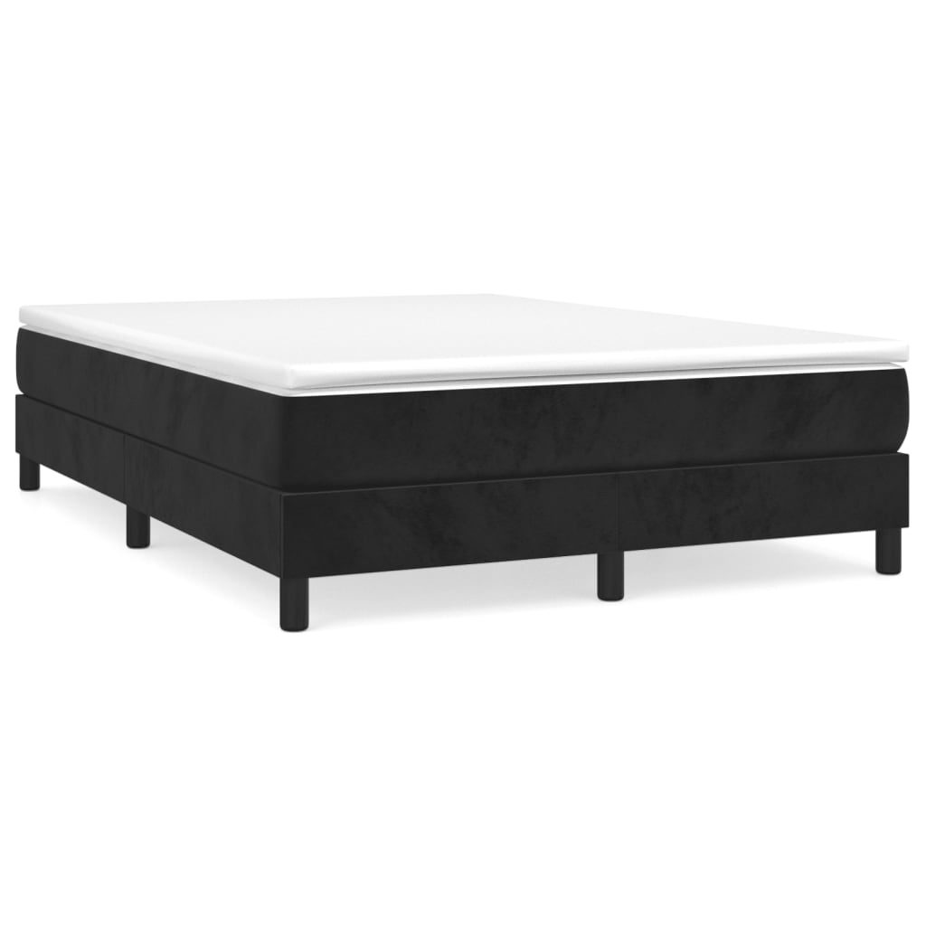 Box Spring Bed Frame Black 153x203 cm Queen Size Velvet