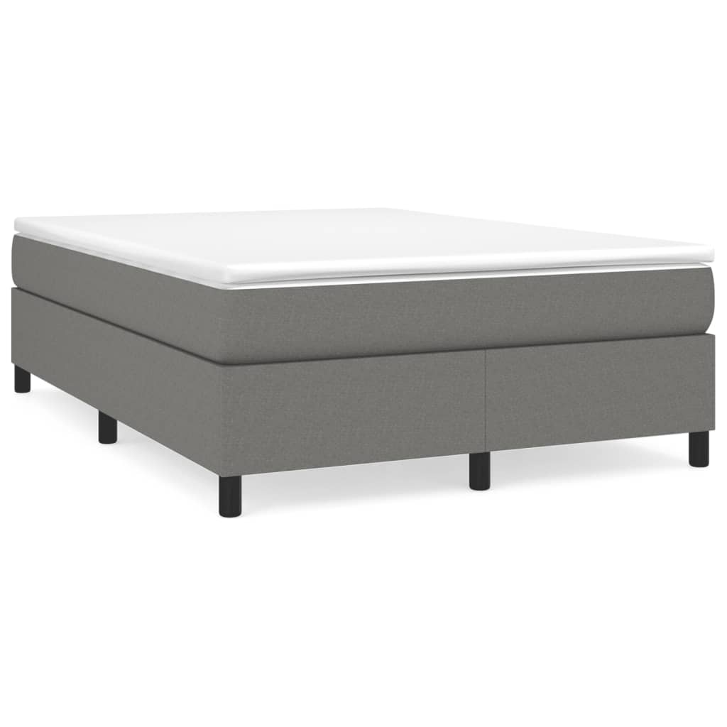 Box Spring Bed Frame Dark Grey 137x187 cm Double Size Fabric