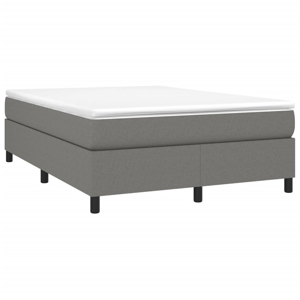 Box Spring Bed Frame Dark Grey 137x187 cm Double Size Fabric