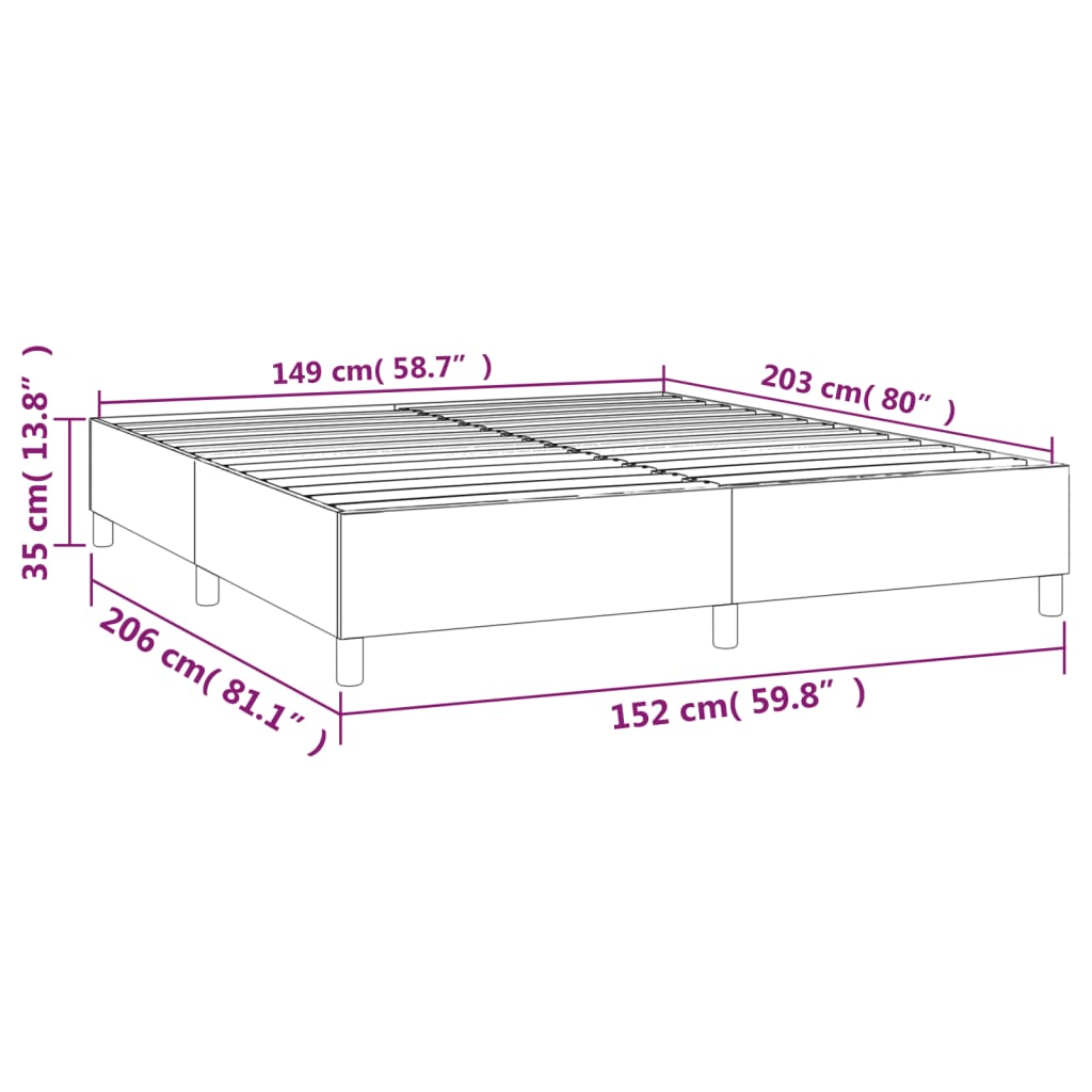 Box Spring Bed Frame Black 153x203 cm Queen Size Faux Leather