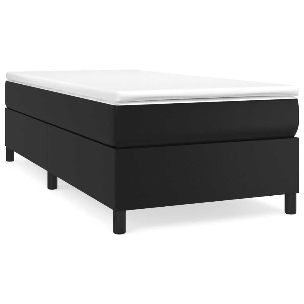 Box Spring Bed Frame Black 106x203 cm King Single Size Faux Leather