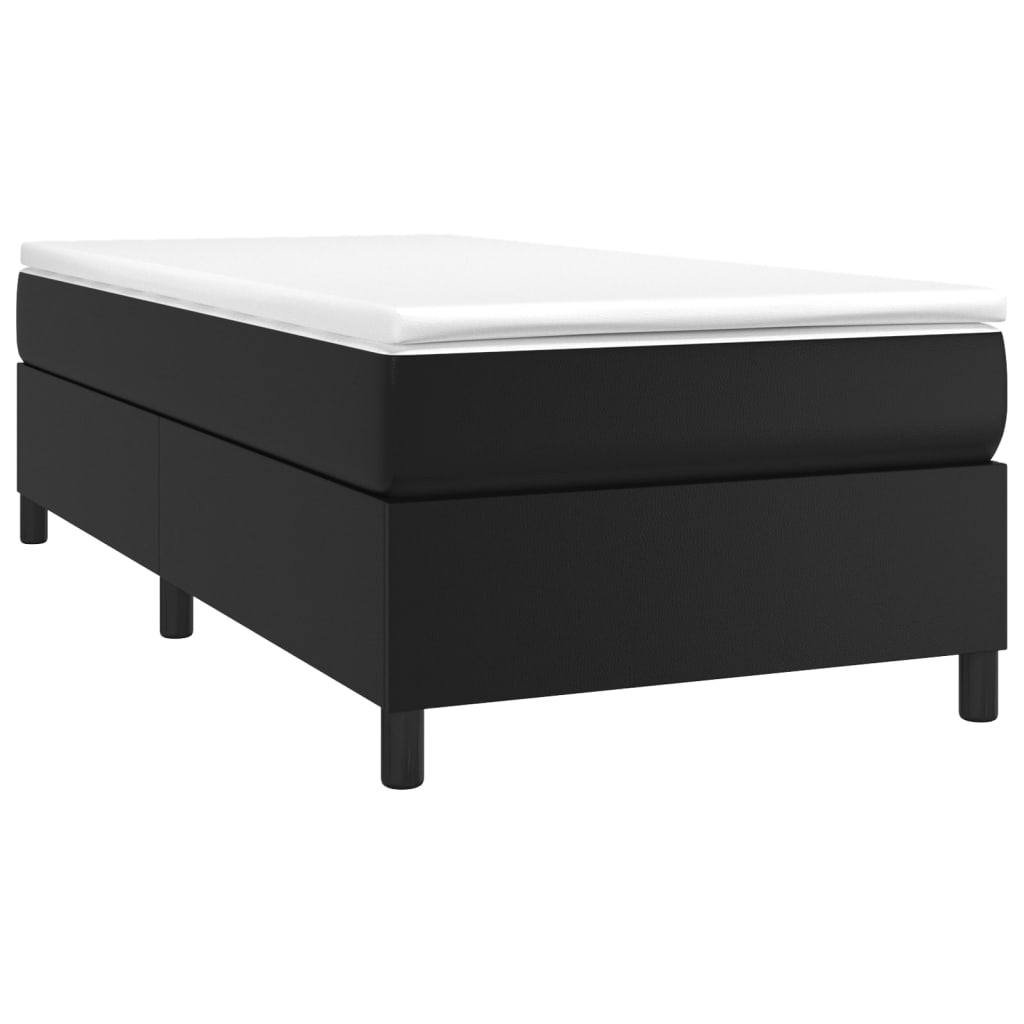 Box Spring Bed Frame Black 106x203 cm King Single Size Faux Leather