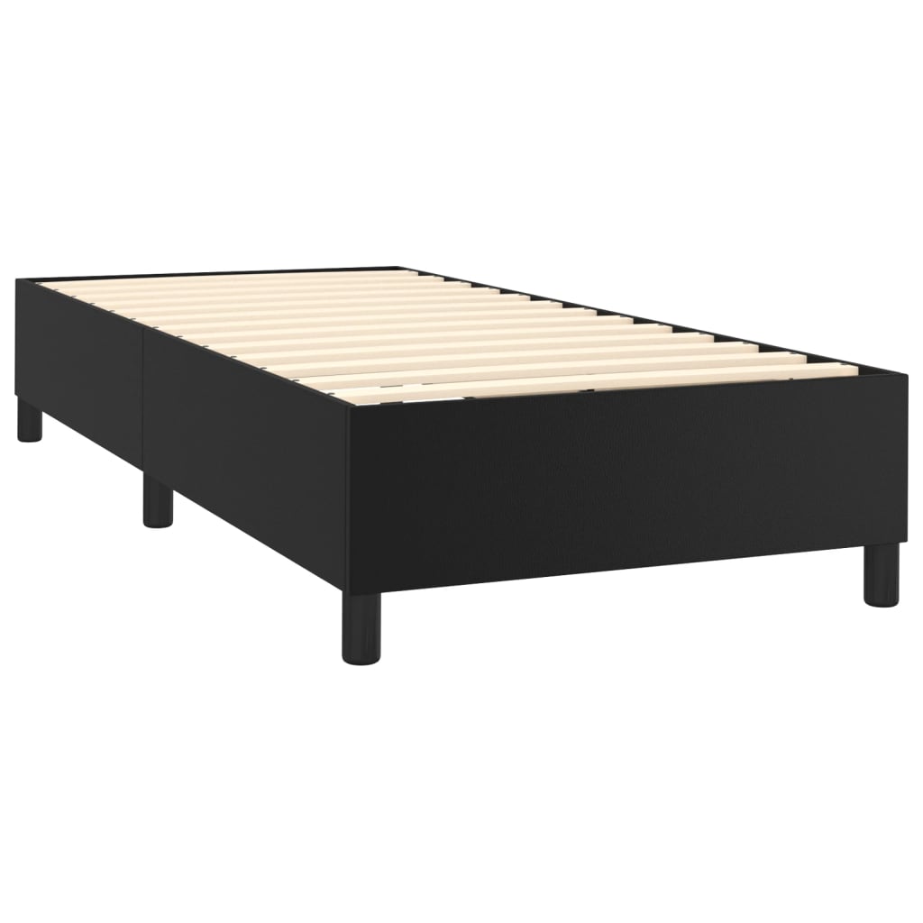 Box Spring Bed Frame Black 106x203 cm King Single Size Faux Leather