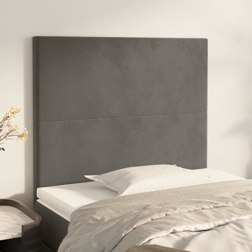 Headboards 2 pcs Dark Grey 100x5x78/88 cm Velvet