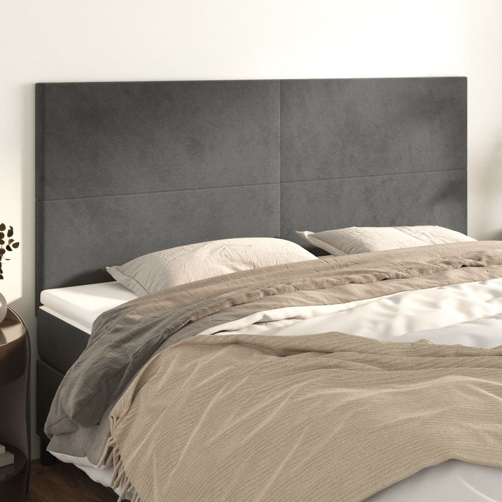 Headboards 4 pcs Dark Grey 100x5x78/88 cm Velvet