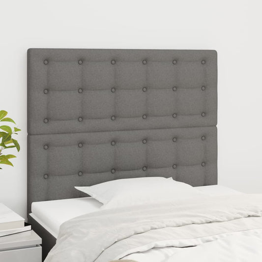 Headboards 2 pcs Dark Grey 100x5x78/88 cm Fabric