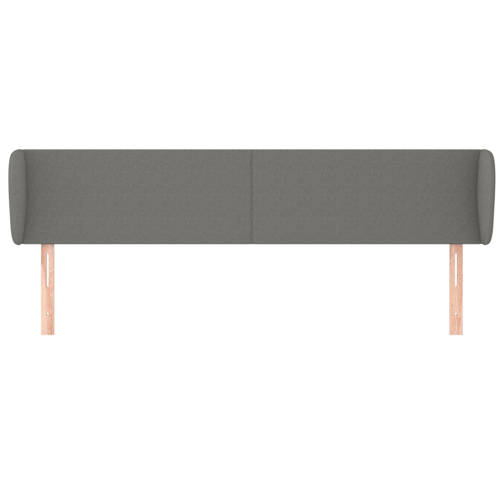 Headboard with Ears Dark Grey 203x23x78/88 cm Fabric