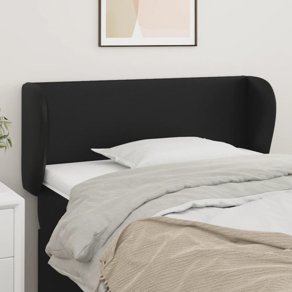 Headboard with Ears Black 103x23x78/88 cm Faux Leather