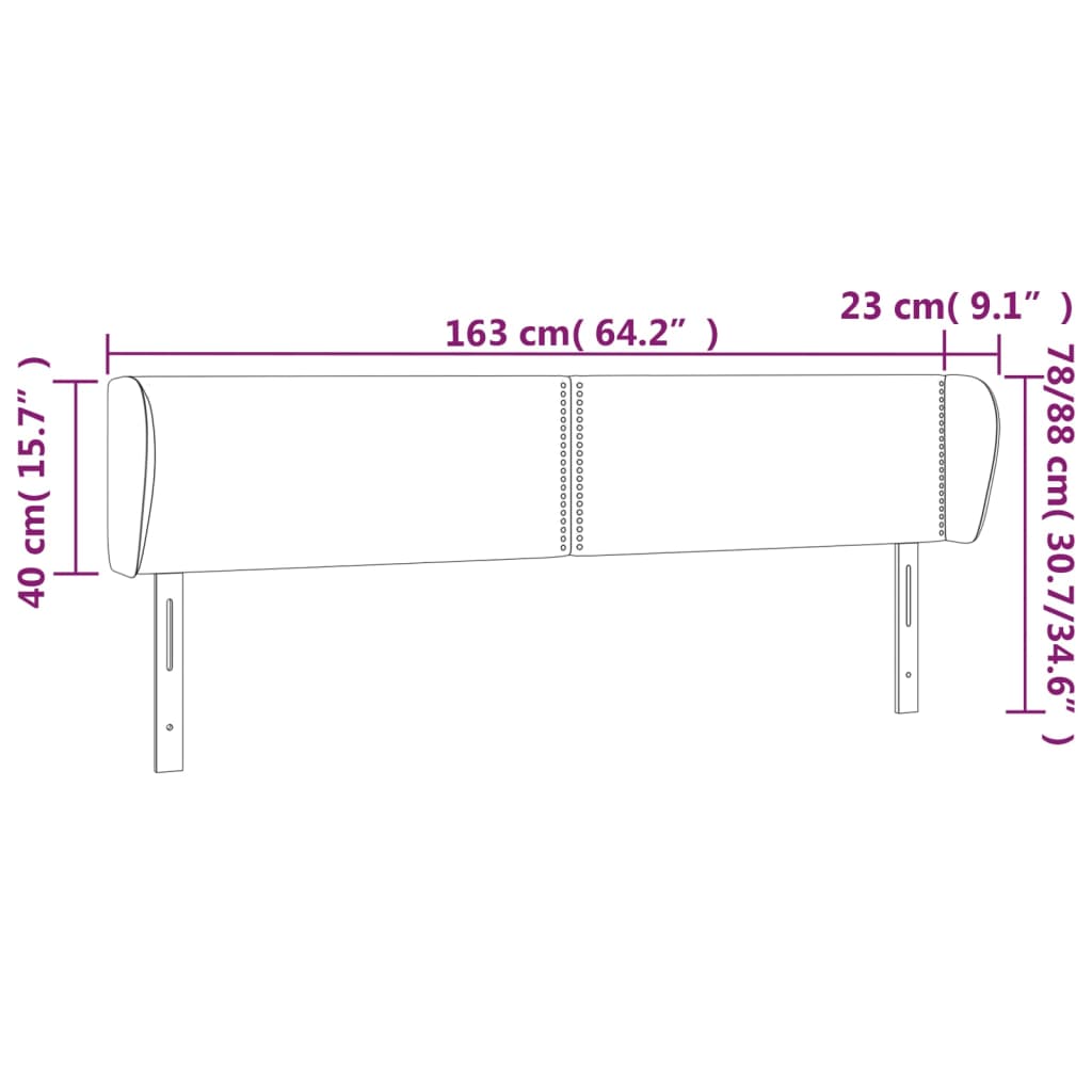 Headboard with Ears Dark Grey 163x23x78/88 cm Fabric