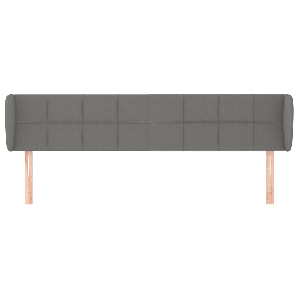 Headboard with Ears Dark Grey 203x23x78/88 cm Fabric