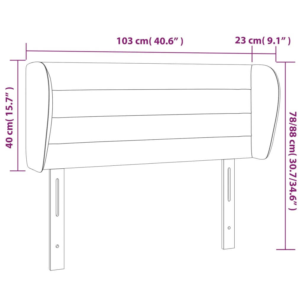 Headboard with Ears Dark Grey 103x23x78/88 cm Fabric