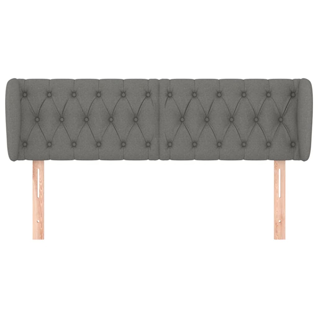 Headboard with Ears Dark Grey 163x23x78/88 cm Fabric