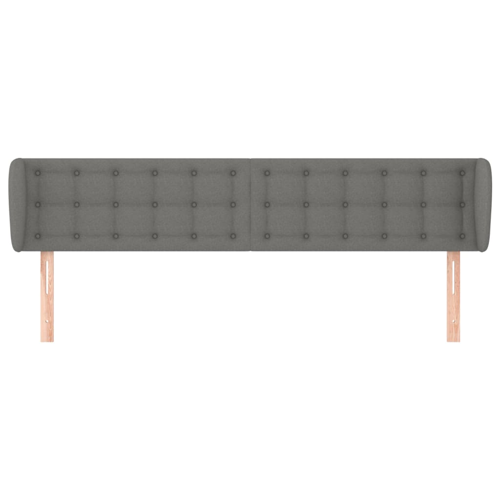 Headboard with Ears Dark Grey 163x23x78/88 cm Fabric