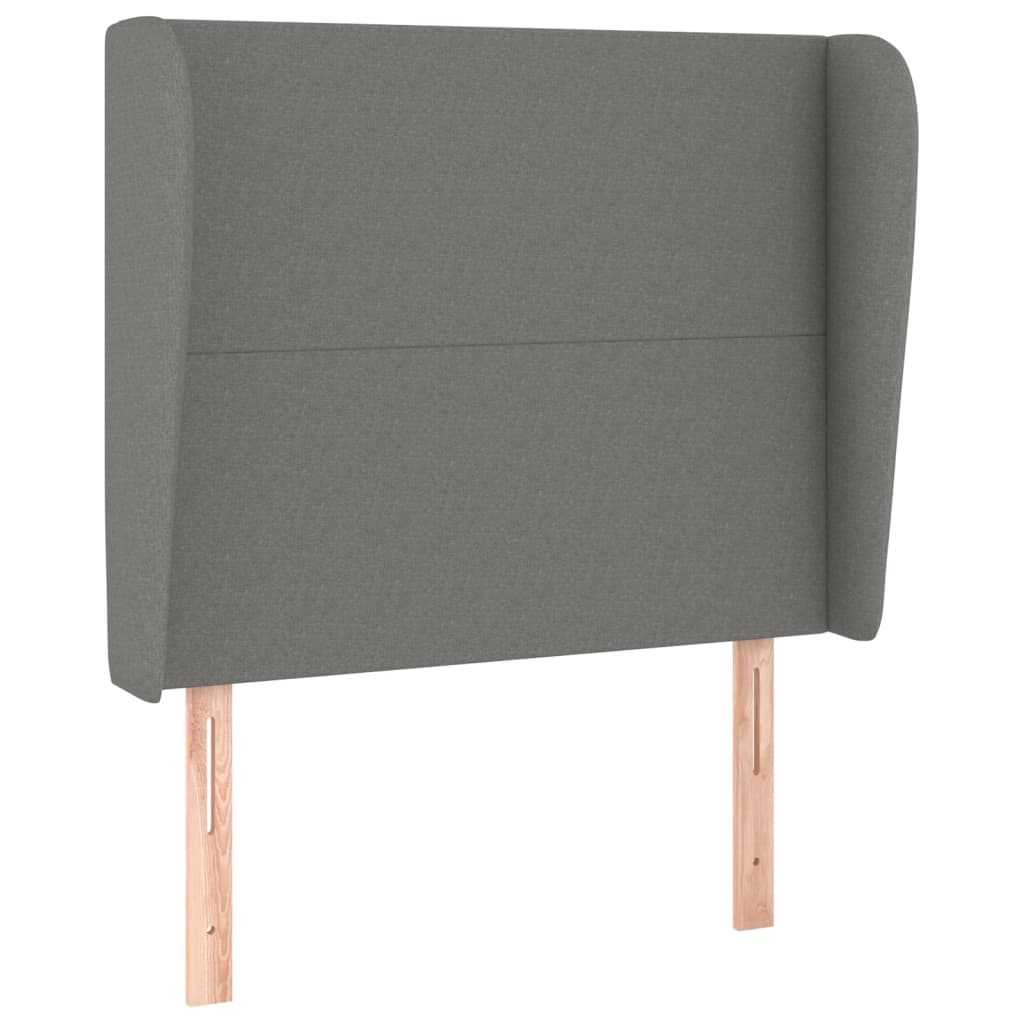 Headboard with Ears Dark Grey 103x23x118/128 cm Fabric